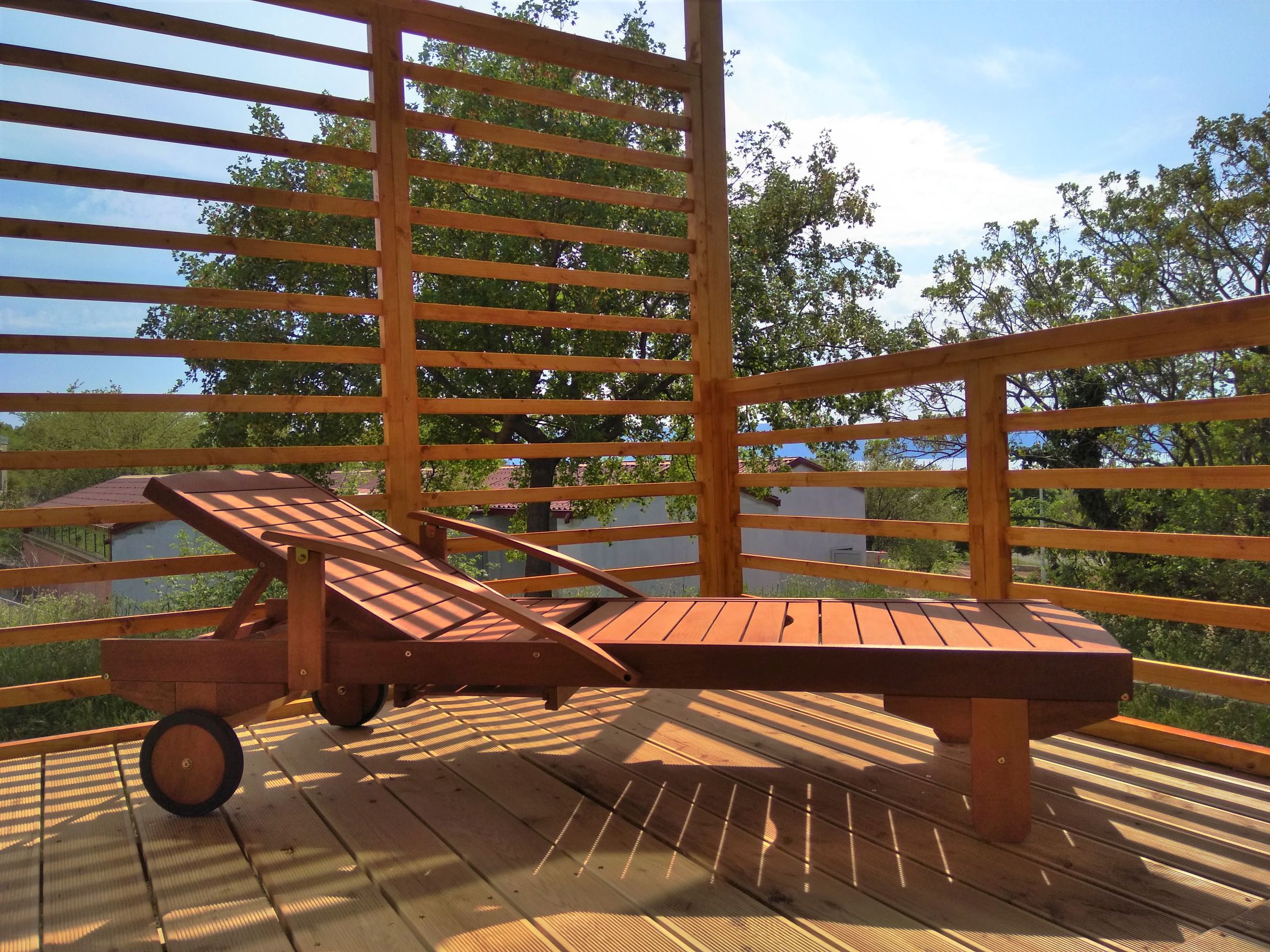 Swimming pool area near Klenovica Queen Premium 4+2 in Croatia