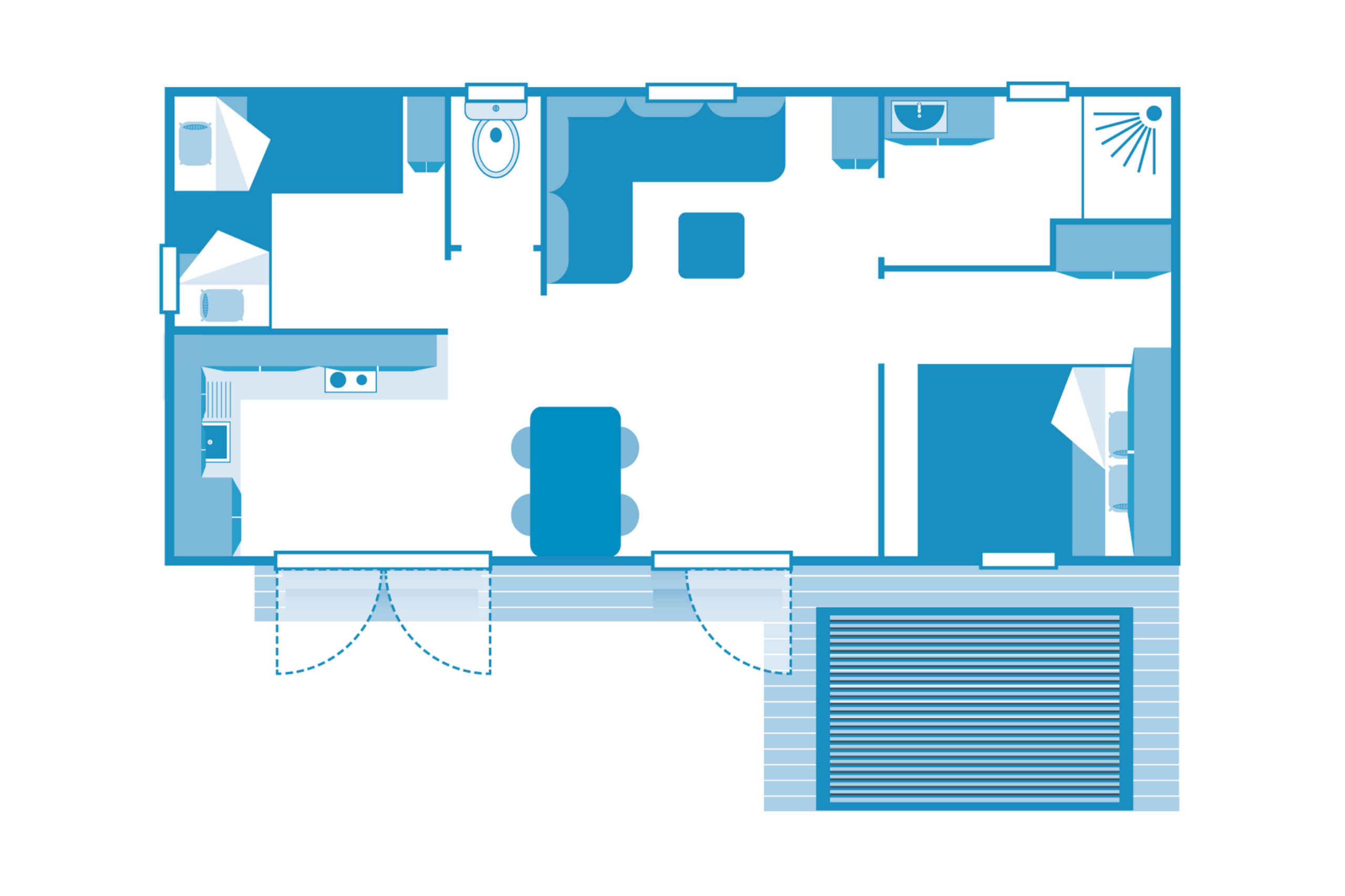 Swimming pool area near Cottage 5p 2Bdrms AirCon **** in France