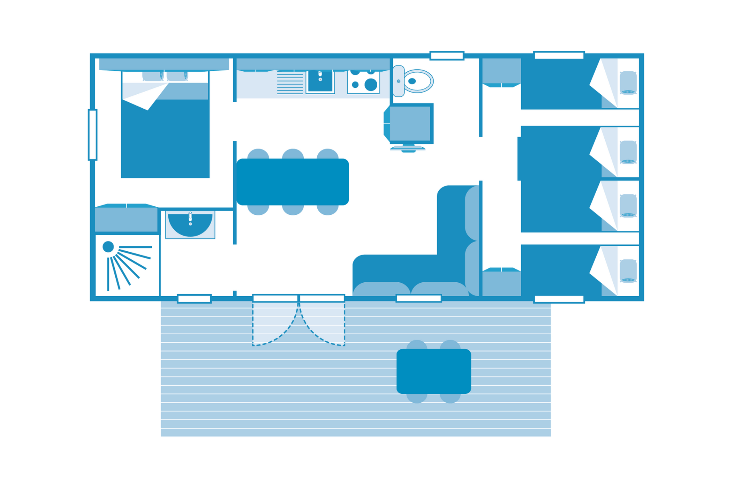 Cottage Playa del Sol 6p 3Bdrms AirCon P