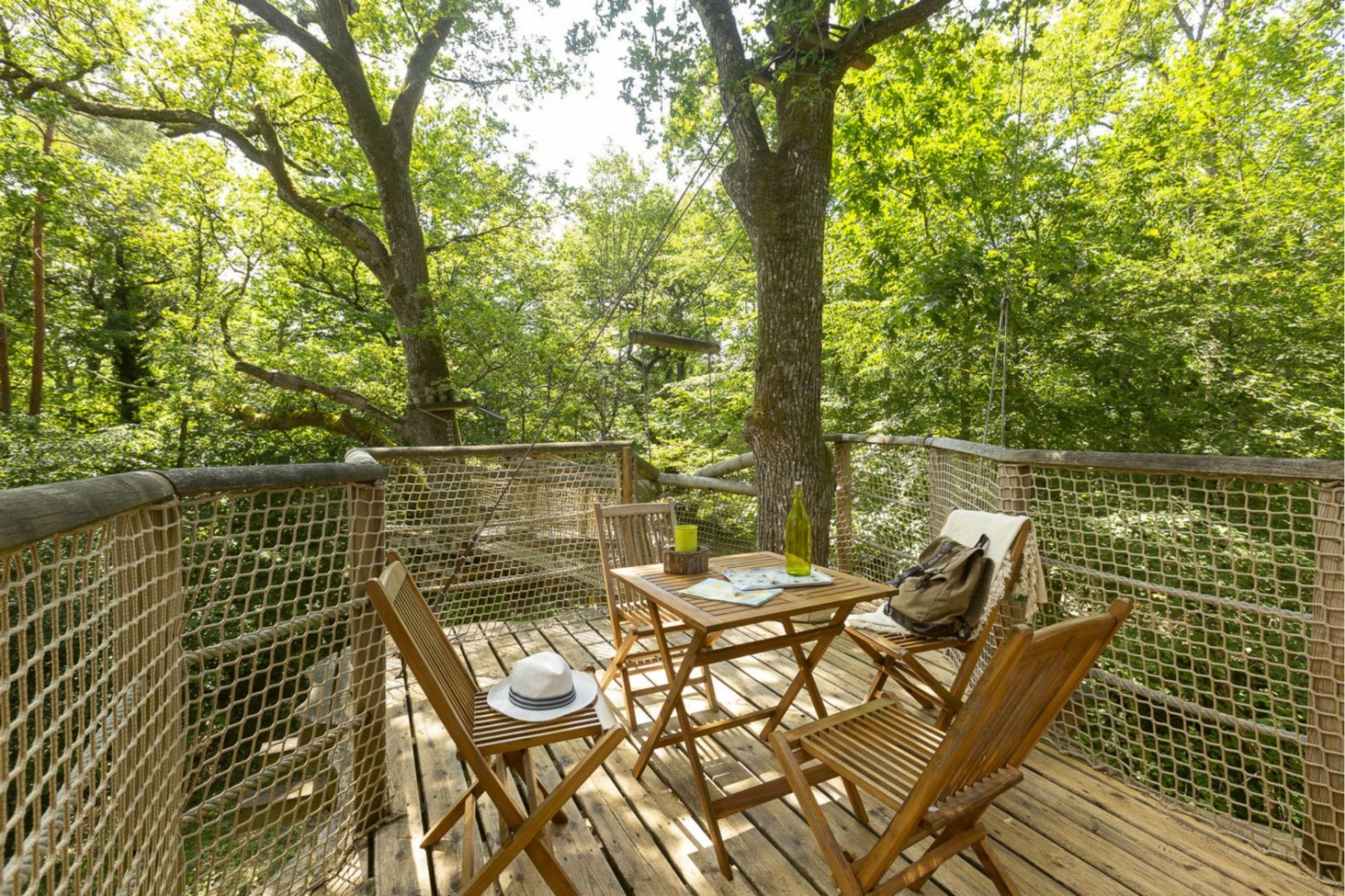 Bedroom accommodation at Tree-house Forest Camp 4p in France