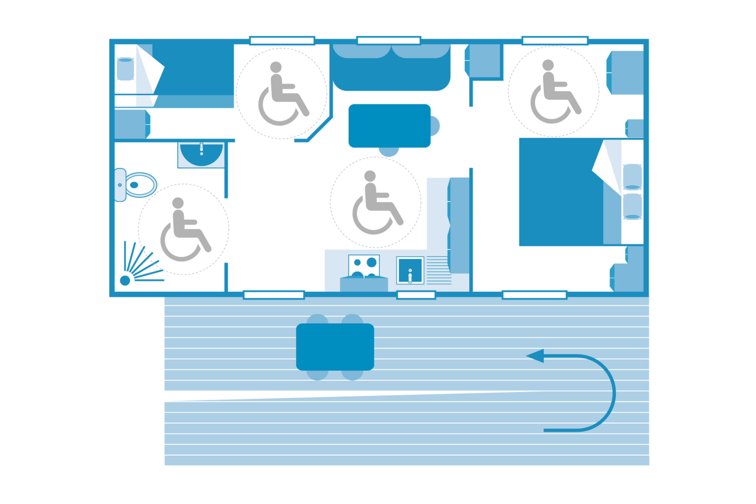 Swimming pool area near Cottage 4p 2Bdrms AirCon **** in France