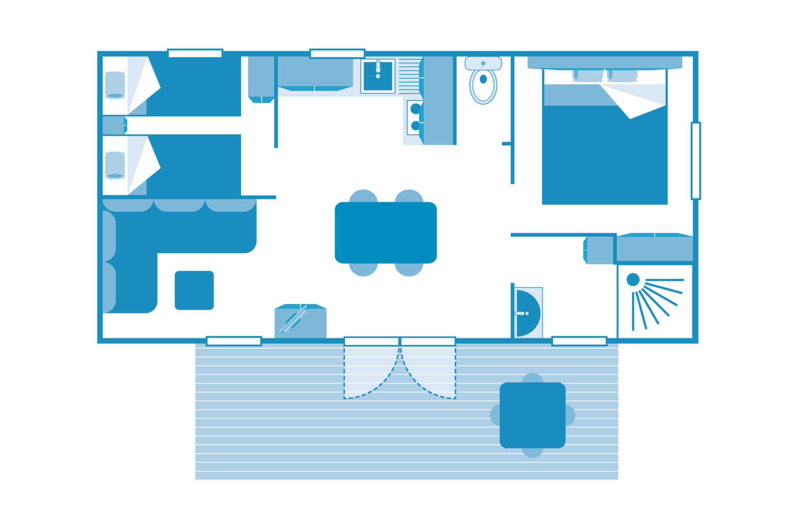 Cottage Surf 4p 2Bdrms AirConPremium