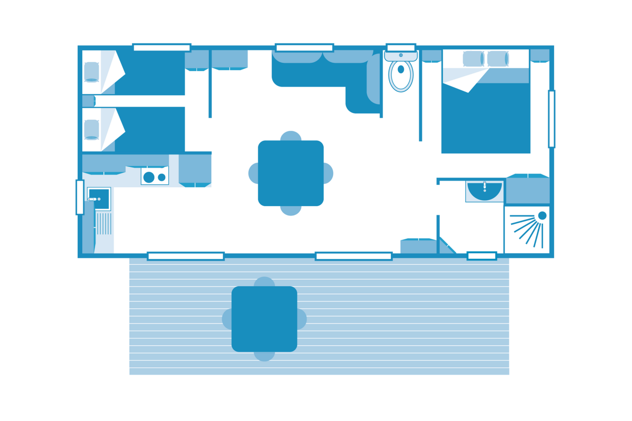 Cottage 4p 2Bdrms AirCon.