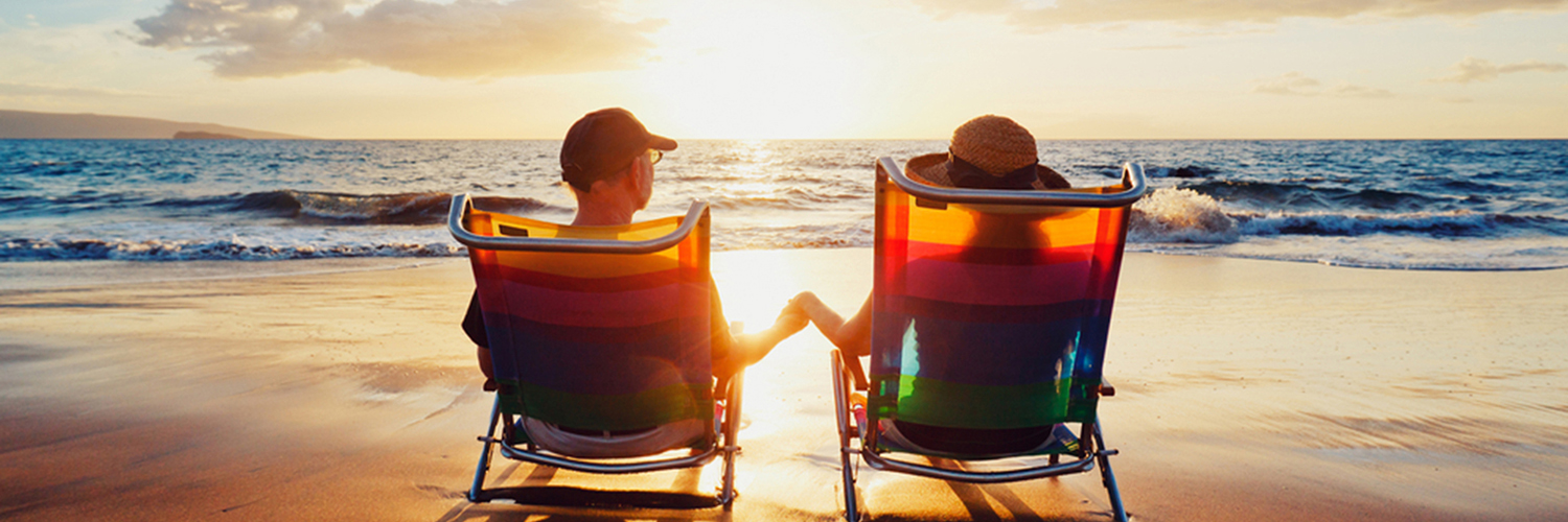 romantic sunset couple on beach